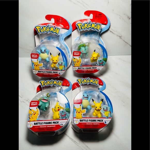 Pokemon Toys New Pokemon 4 Battle Figure 2 Packs 4 Pikachu 2
